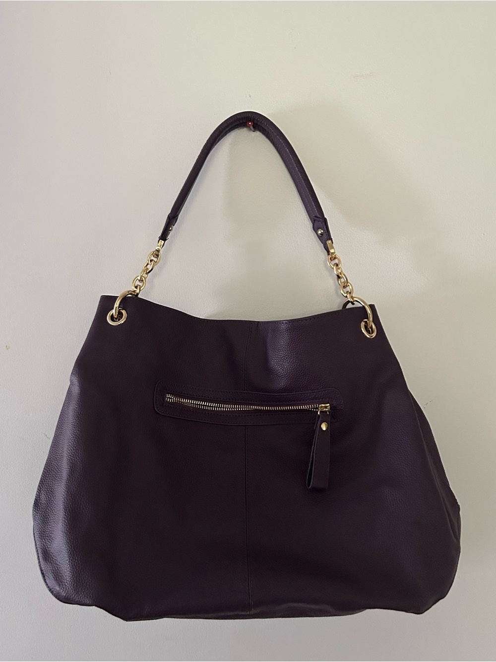 Cuore&Pelle Women's Dark Plum Leather Shoulder Bag 18.5 wide length 12 in